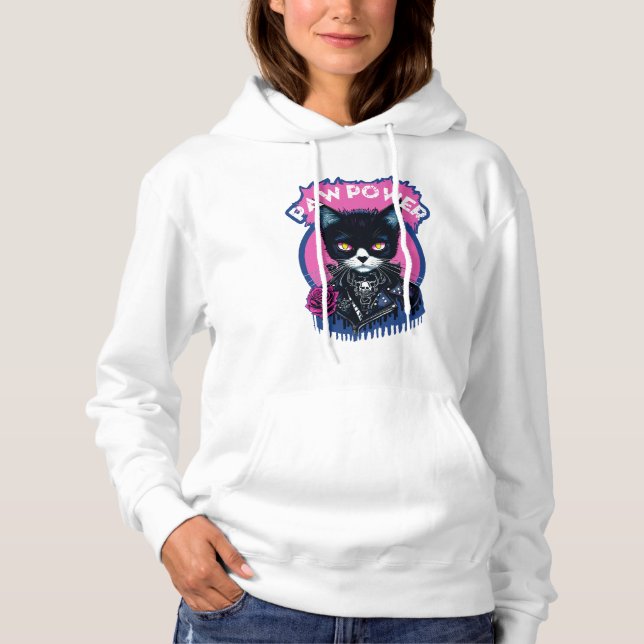 Paw Power Punk Cat Hoodie (Front)
