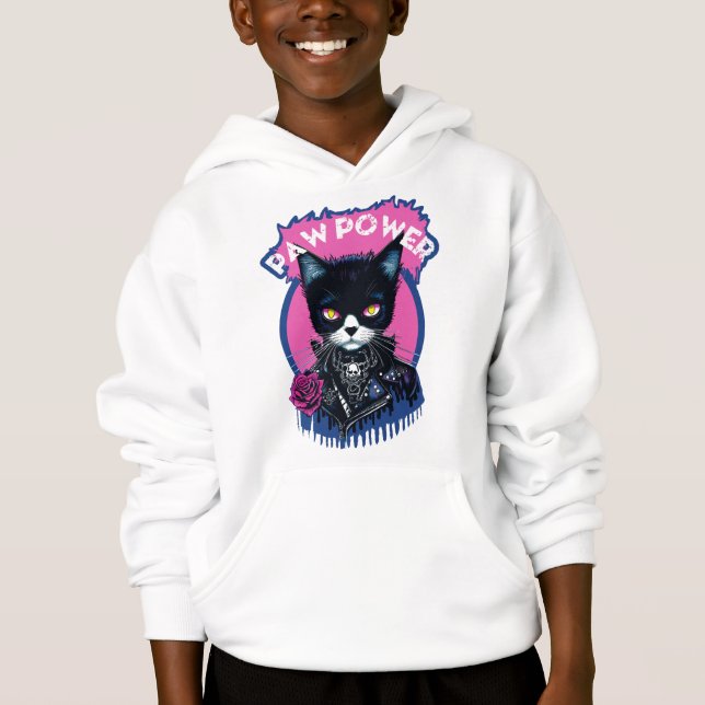 Paw Power Punk Cat Hoodie (Front)