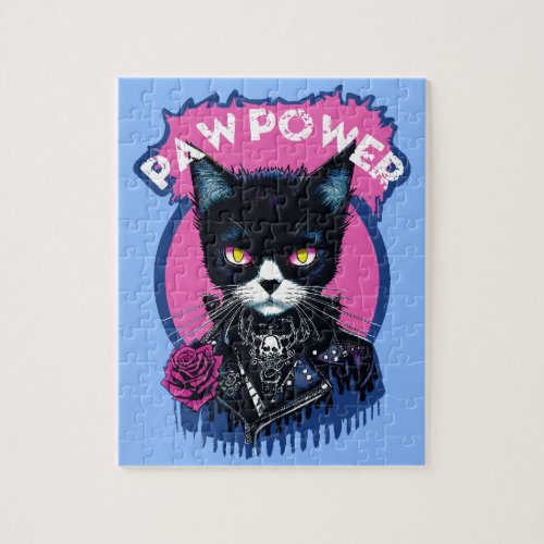 Paw Power Punk Cat Jigsaw Puzzle