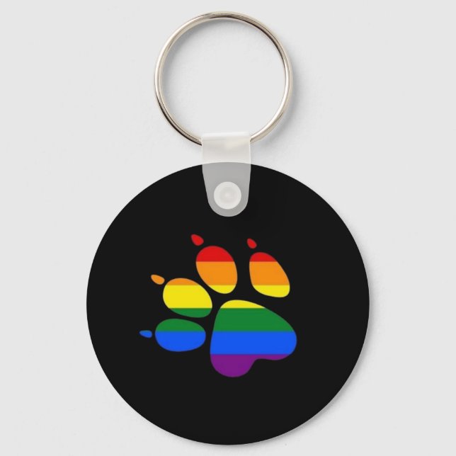 Paw Pride Flag LGBT Keychain (Front)