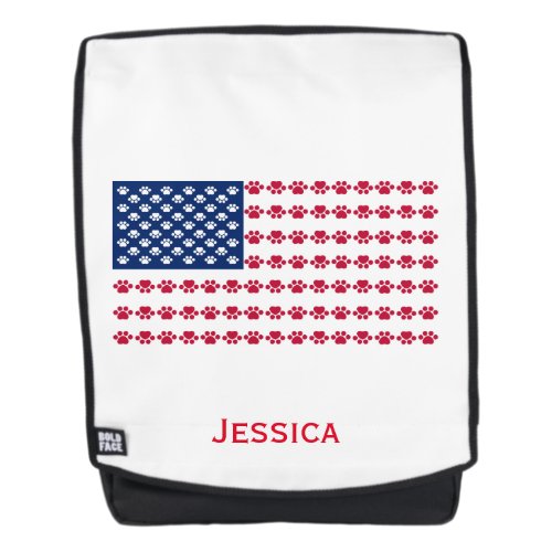 Paw Print American Flag Backpack