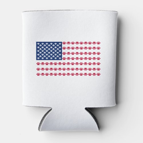 Paw Print American Flag Can Cooler