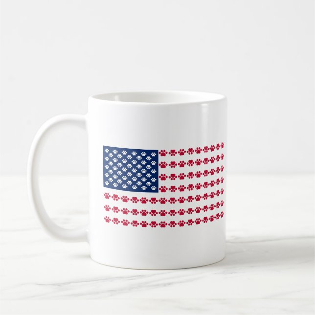 Paw Print American Flag Coffee Mug (Left)