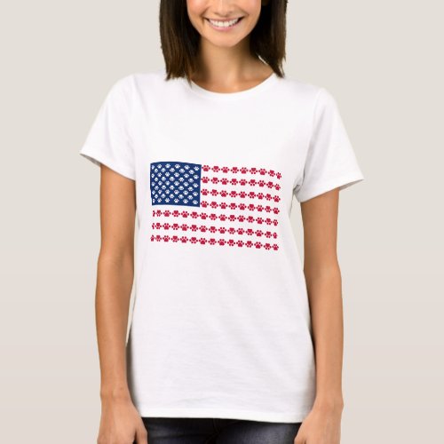 Paw Print American Flag T_Shirt