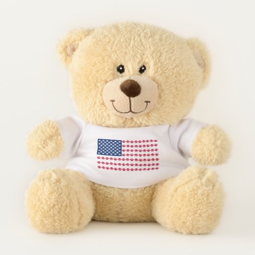 Paw Print American Flag Teddy Bear