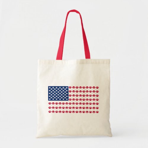 Paw Print American Flag Tote Bag