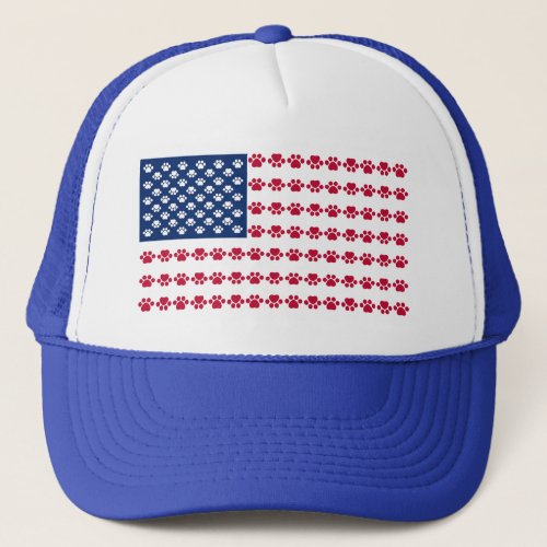 Paw Print American Flag Trucker Hat