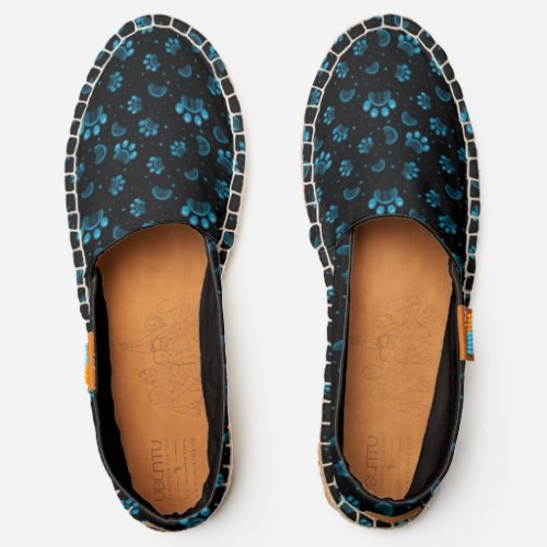 Paw Print and Grooming Comb Pattern in Blue Color Espadrilles
