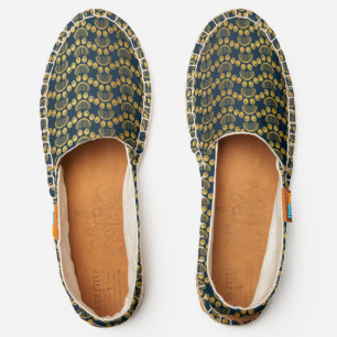 Paw Print and Grooming Comb Pattern in Gold Color Espadrilles