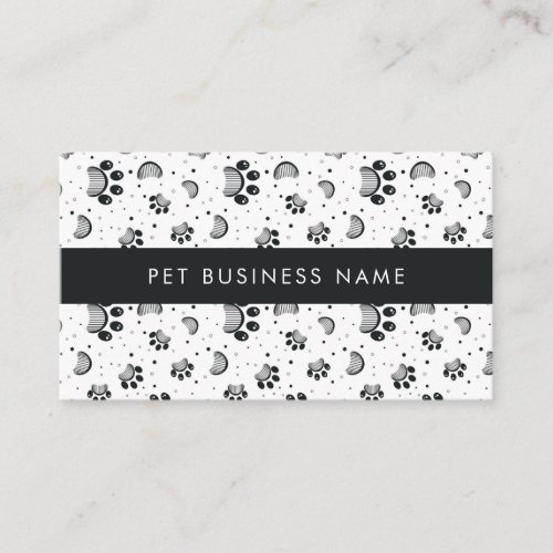 Paw Print and Grooming Comb Pattern in Gray Color Business Card