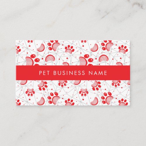 Paw Print and Grooming Comb Pattern with Gray Net Business Card