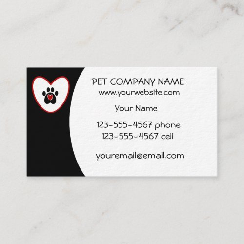 Paw Print and Heart Business Card