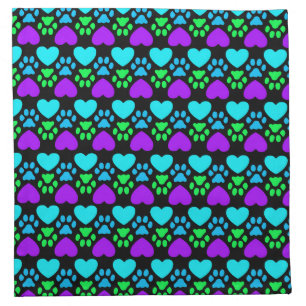 Paw Print and Heart Cloth Napkin