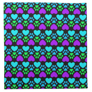 Paw Print and Heart Cloth Napkin