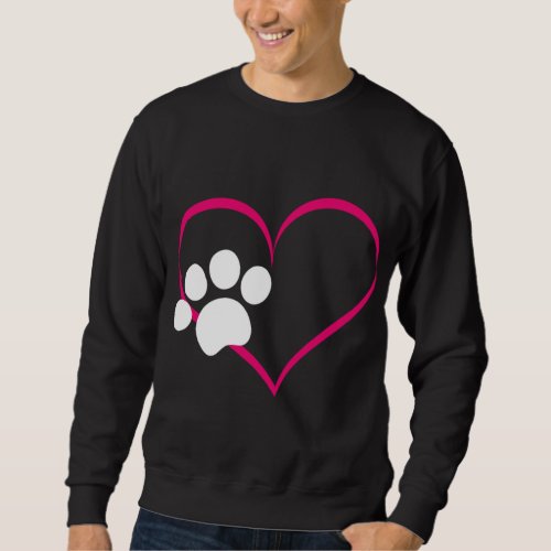 Paw Print And Heart Dog Lovers And Dog Mamas Fur Sweatshirt