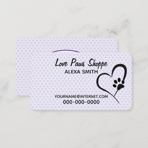 Paw Print and Hearts Business Card