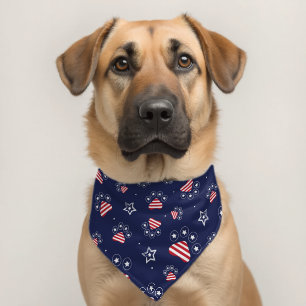 Paw Print and Stars Patriotic USA Pet Bandana Collar