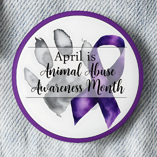 Paw Print April Animal Abuse Awareness Month Button