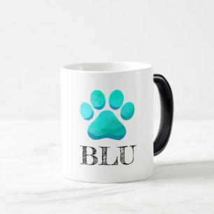 Paw Print Aqua Pet NAME Modern Fun Color Morph Mug