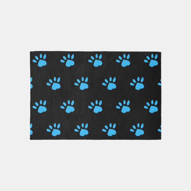 Paw Print Area Rug (Black & Blue) (Front)