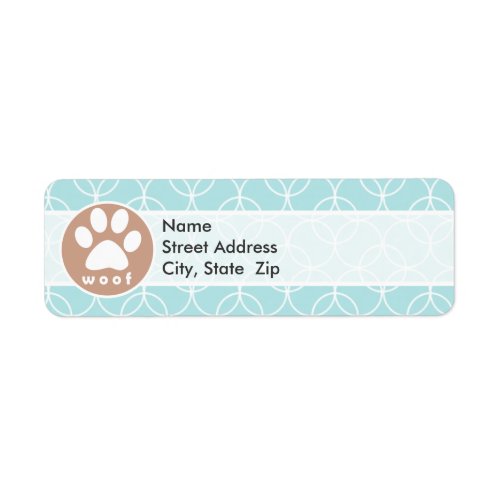 Paw Print Baby Blue Circles Label