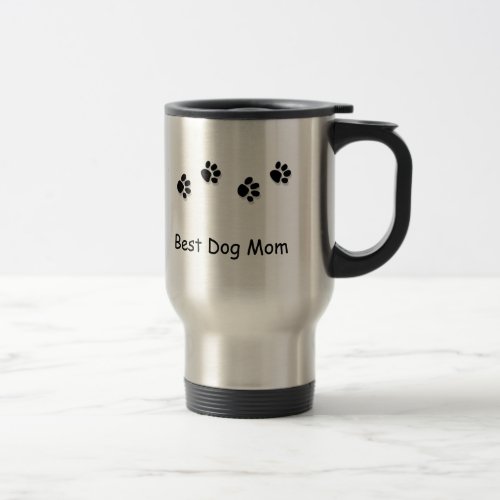 Paw Print Best Dog Mom Travel Mug