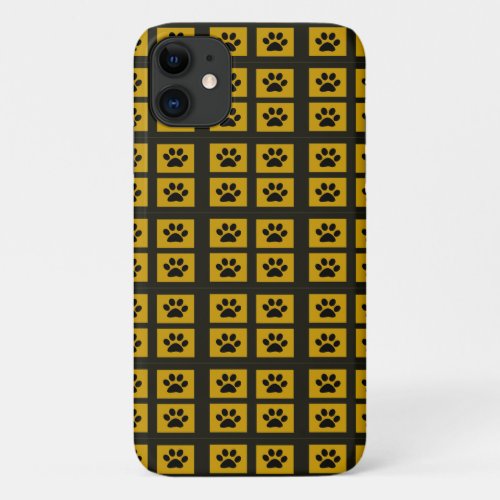 Paw Print Black and Gold iPhone 11 Case