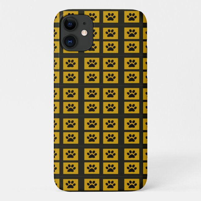 Paw Print Black and Gold iPhone 11 Case