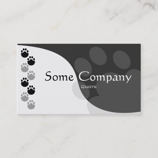 Customizable Paw Print (Black And White) Business Card Template