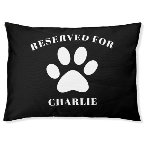 Paw Print Black And White Custom Text Personalized Pet Bed