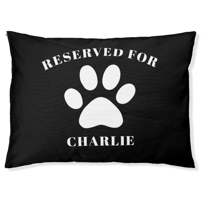Paw Print Black And White Custom Text Personalized Pet Bed (Front)