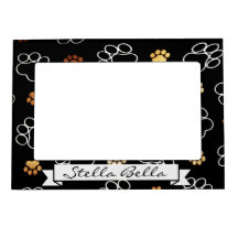 Paw Print Black Dog Cat Pet Picture Frame Name