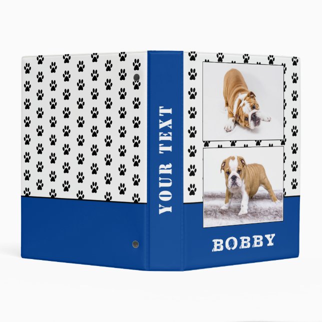 Paw Print Blue Pet Dog Photo Album Mini Binder (Background)