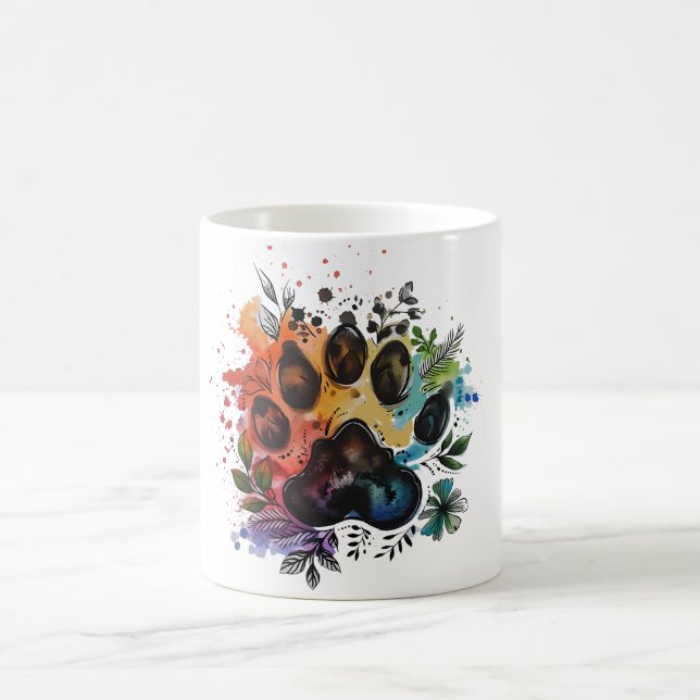 Paw Print Boho Watercolor Coffee Mug (Center)