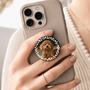 Paw Print Border Custom Pet Photo Design PopSocket