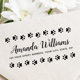 Paw print border return address rubber stamp