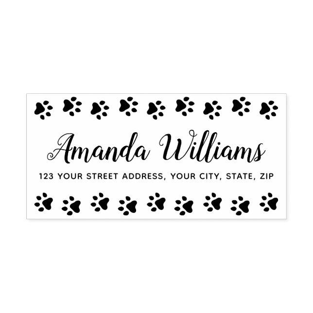 Paw print border return address rubber stamp (Imprint)