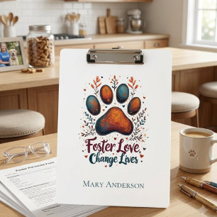 Paw print botanical folk art terracotta clipboard