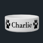 Paw Print Bowl<br><div class="desc">Paw prints with your pets name and a pink background that can be changed</div>