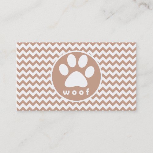 Paw Print Brown Chevron Business Card