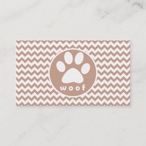 Customizable Paw Print; Brown Chevron Business Card Templates