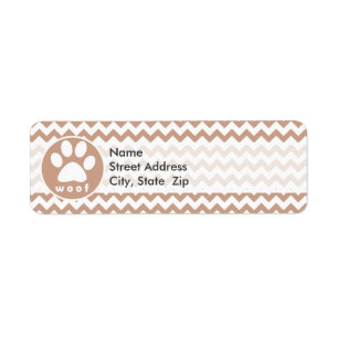 Paw Print; Brown Chevron Label