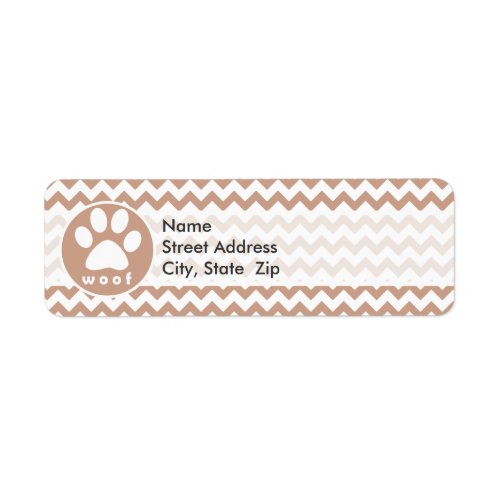 Paw Print Brown Chevron Label