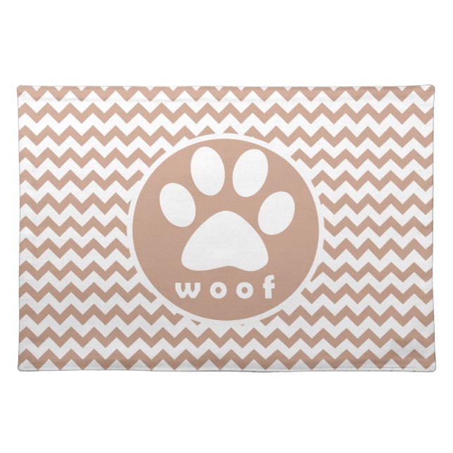 Paw Print; Brown Chevron Placemat (Front)