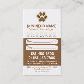Paw Print Brown Veterinarian Appointment Cards by ProfessionalOffice at Zazzle