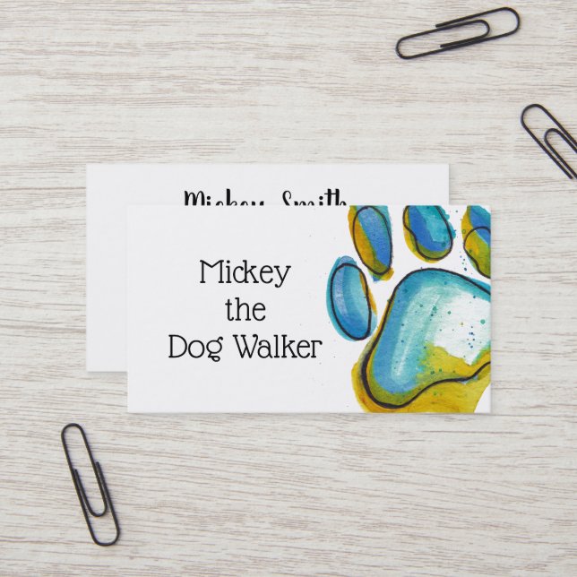 Paw Print Business Card (Front/Back In Situ)