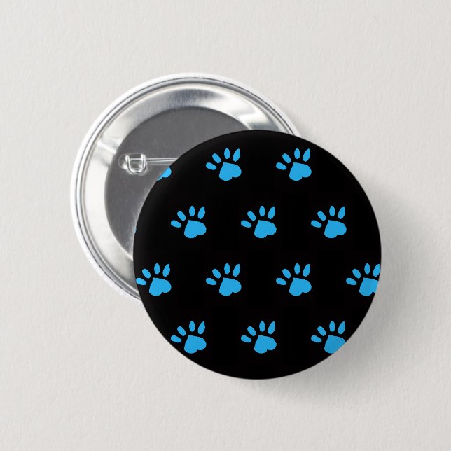 Paw Print Button (Black & Blue) (Front & Back)