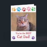 Paw Print Cat Dad Photo Birthday Card<br><div class="desc">Give Dad a card he'll treasure with this cute cat design. Replace my photo with one of your own special kitty,  then customize the name inside. Any cat loving man will love it!</div>