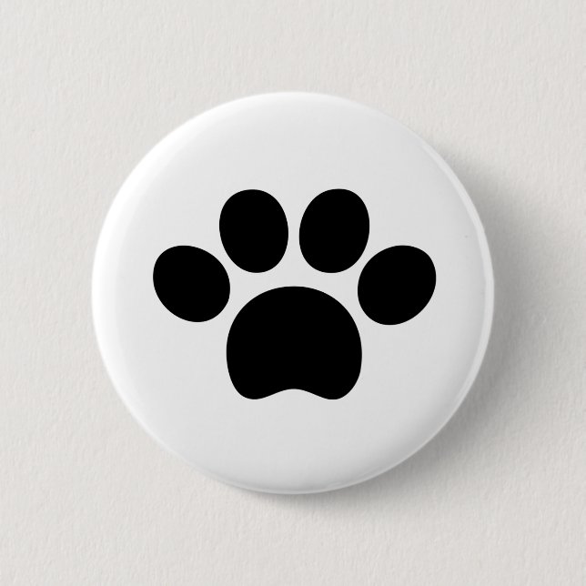 Paw print cat dog cute black and white  button (Front)