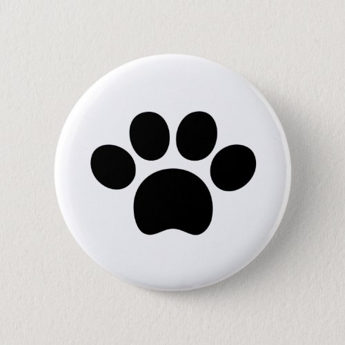 Paw print cat dog cute black and white  button